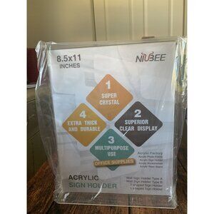 Nubee Acrylic Sign Holder 8.5"x11" Superior Clear Display Extra Thick Durable Mu
